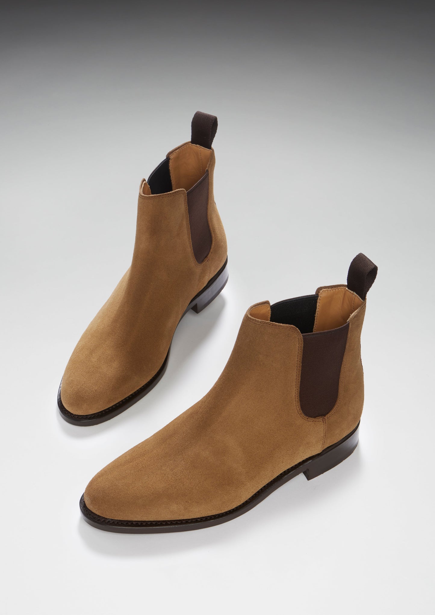 Women's Tobacco Suede Chelsea Boots, Welted Leather Sole-2
