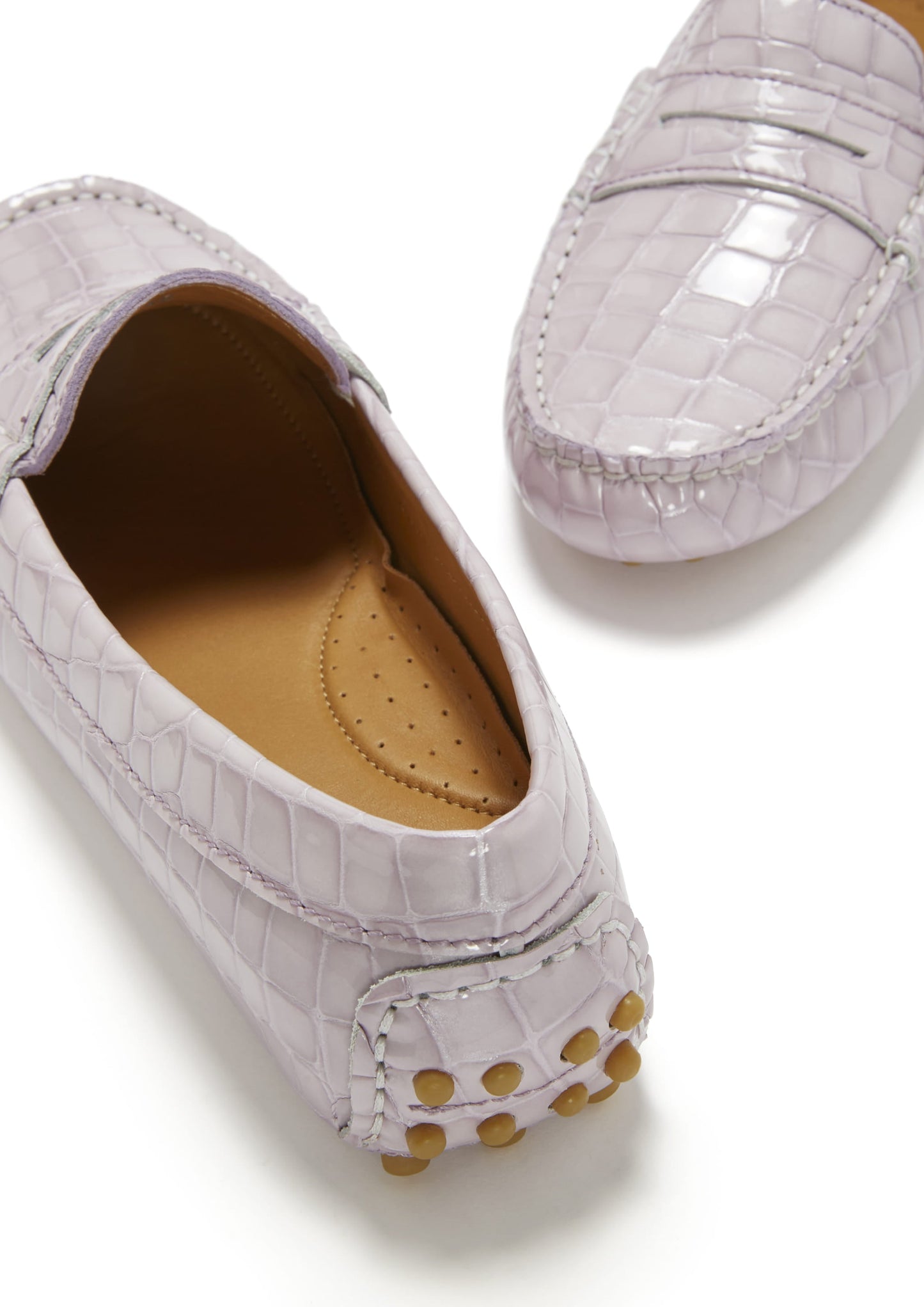 Women's Penny Driving Loafers, lilac croc print patent leather-3