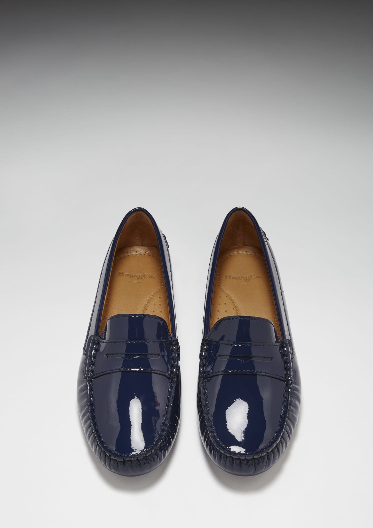 Women's Penny Driving Loafers, navy blue patent leather-2