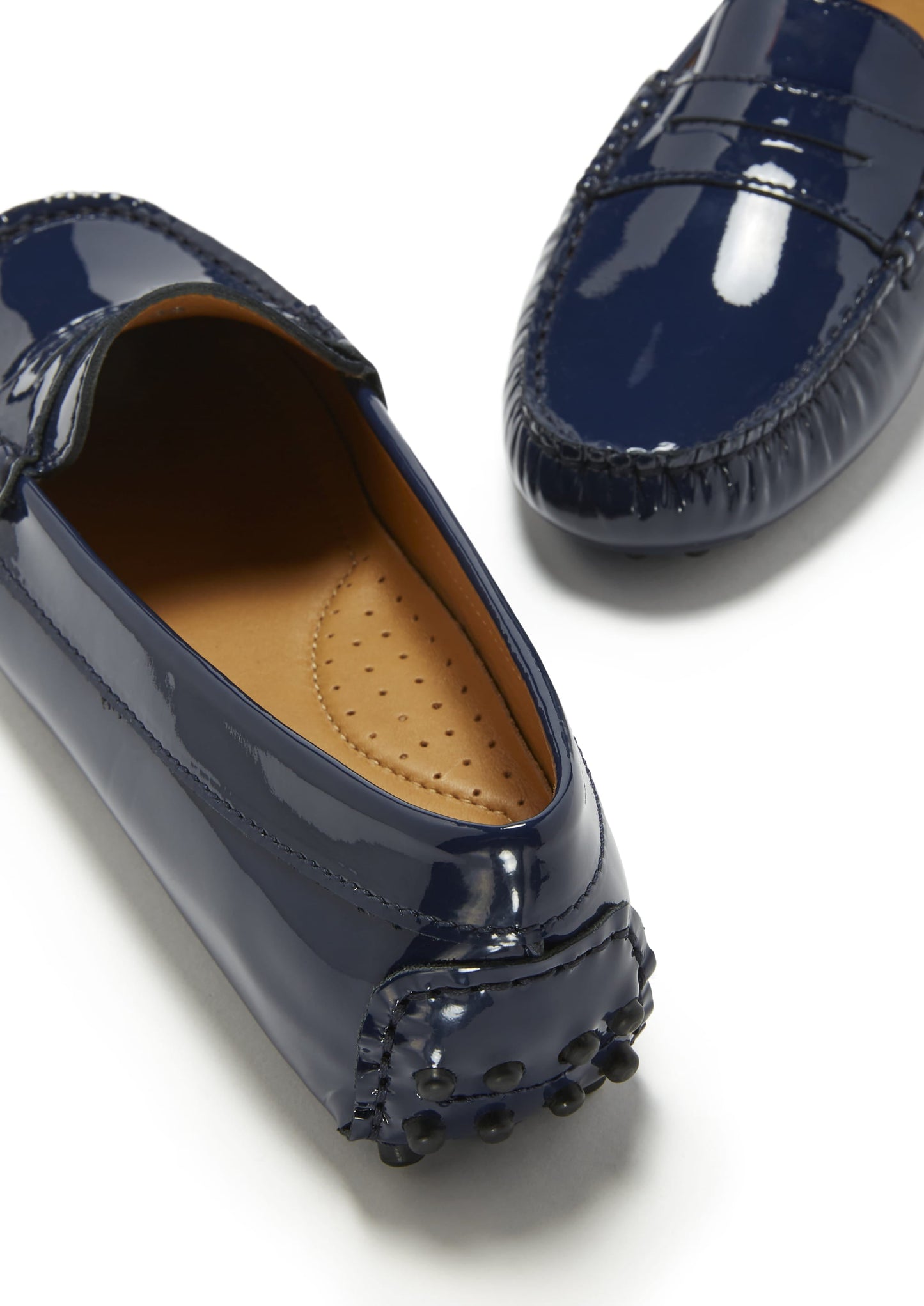 Women's Penny Driving Loafers, navy blue patent leather-3