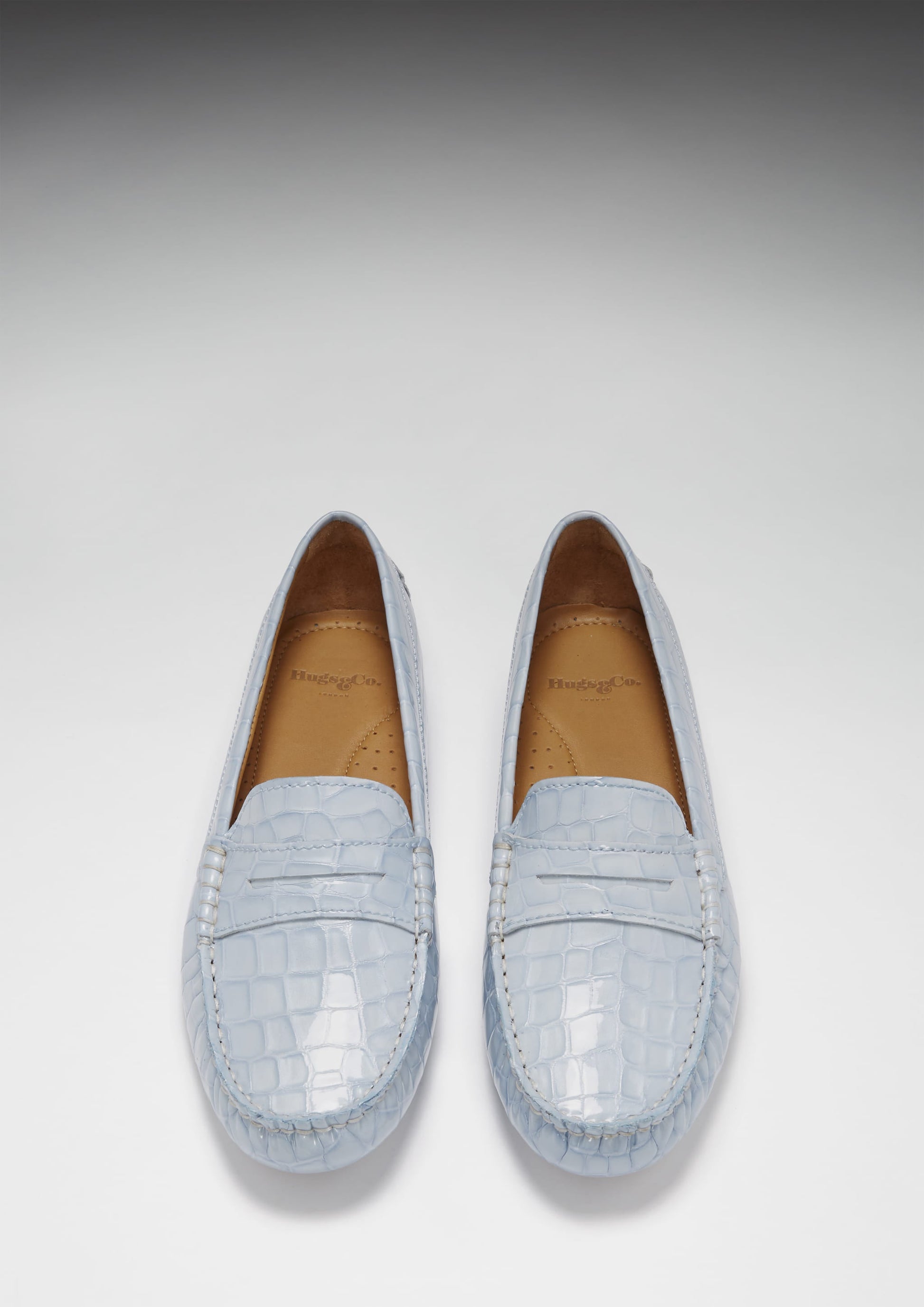Women's Penny Driving Loafers, powder blue print patent leather-2