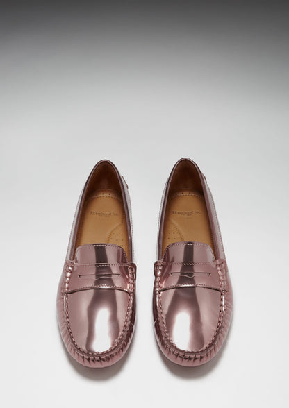 Women's Penny Driving Loafers, rose gold patent leather-2