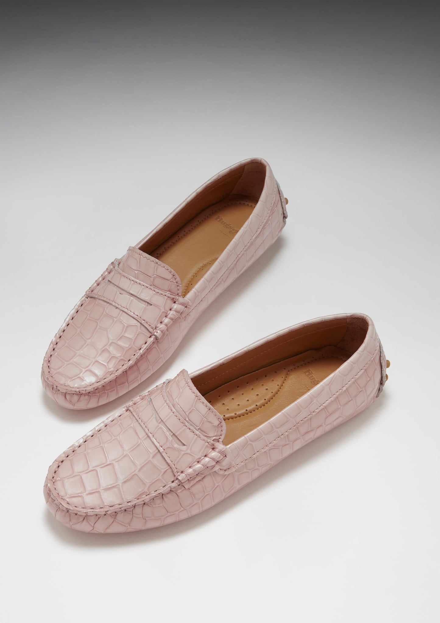 Women's Penny Driving Loafers, powder pink print patent leather-1