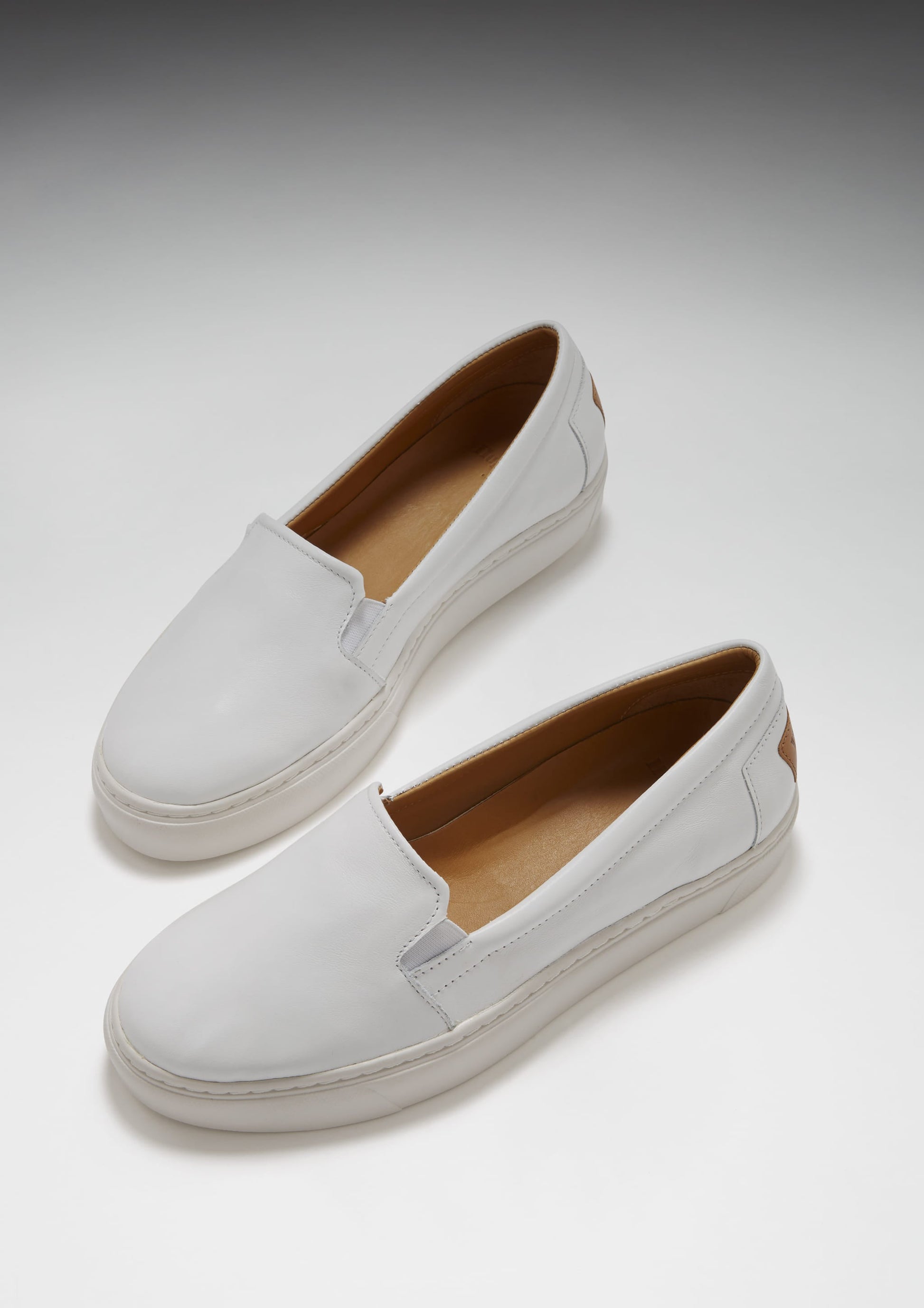 Women's Slip-On Sneakers, white leather-1