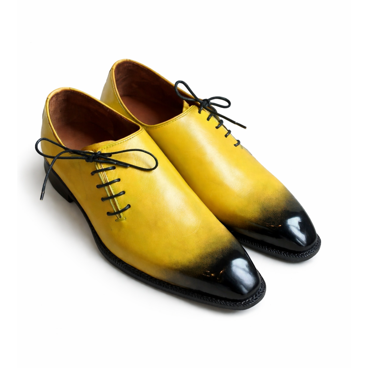 Tyler- Yellow Whole-cut Oxford Shoes-2