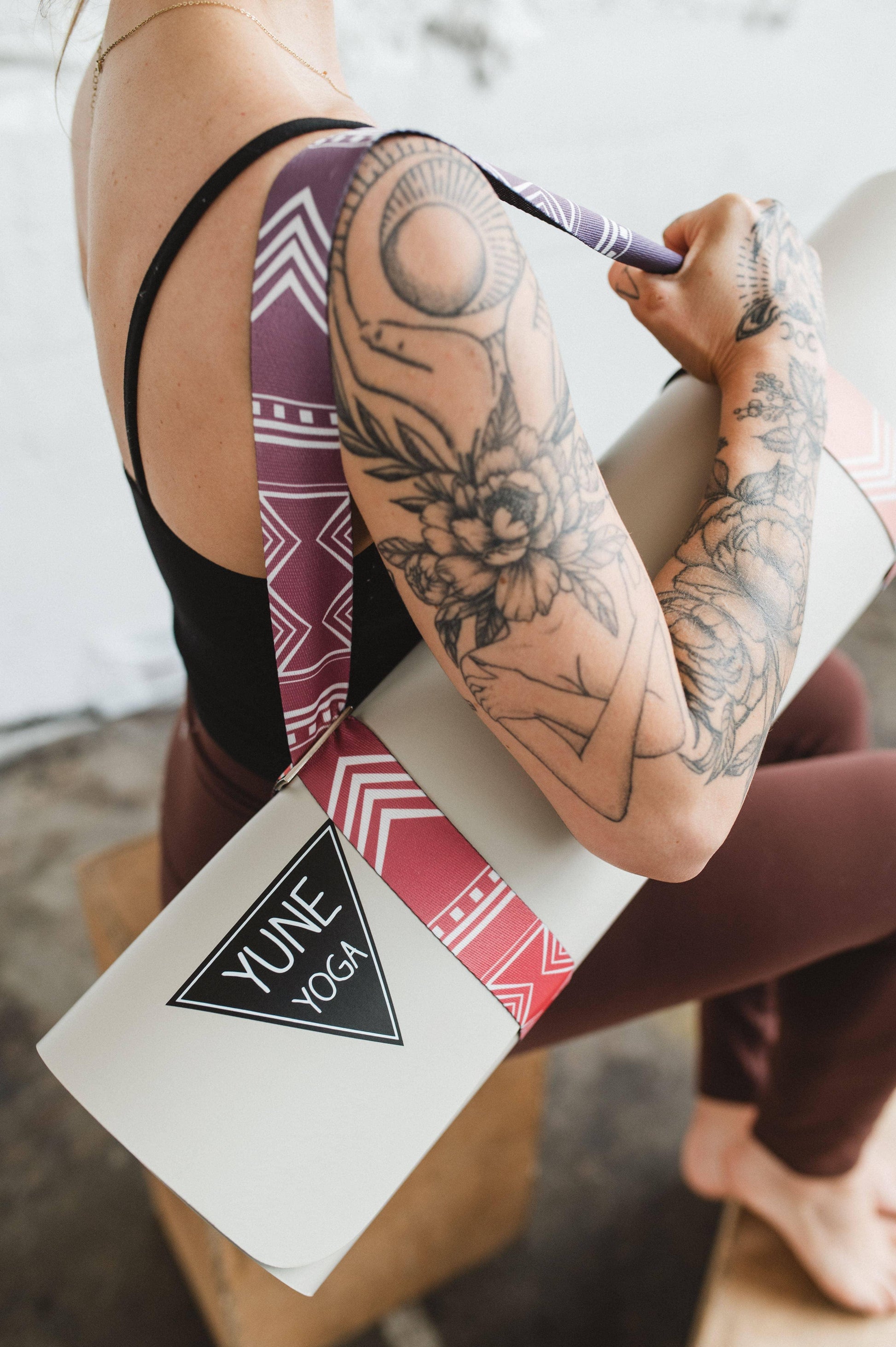 Cassady Yoga Strap – Pink Stretching Strap w/ Metal Buckles | Yune Yoga-1