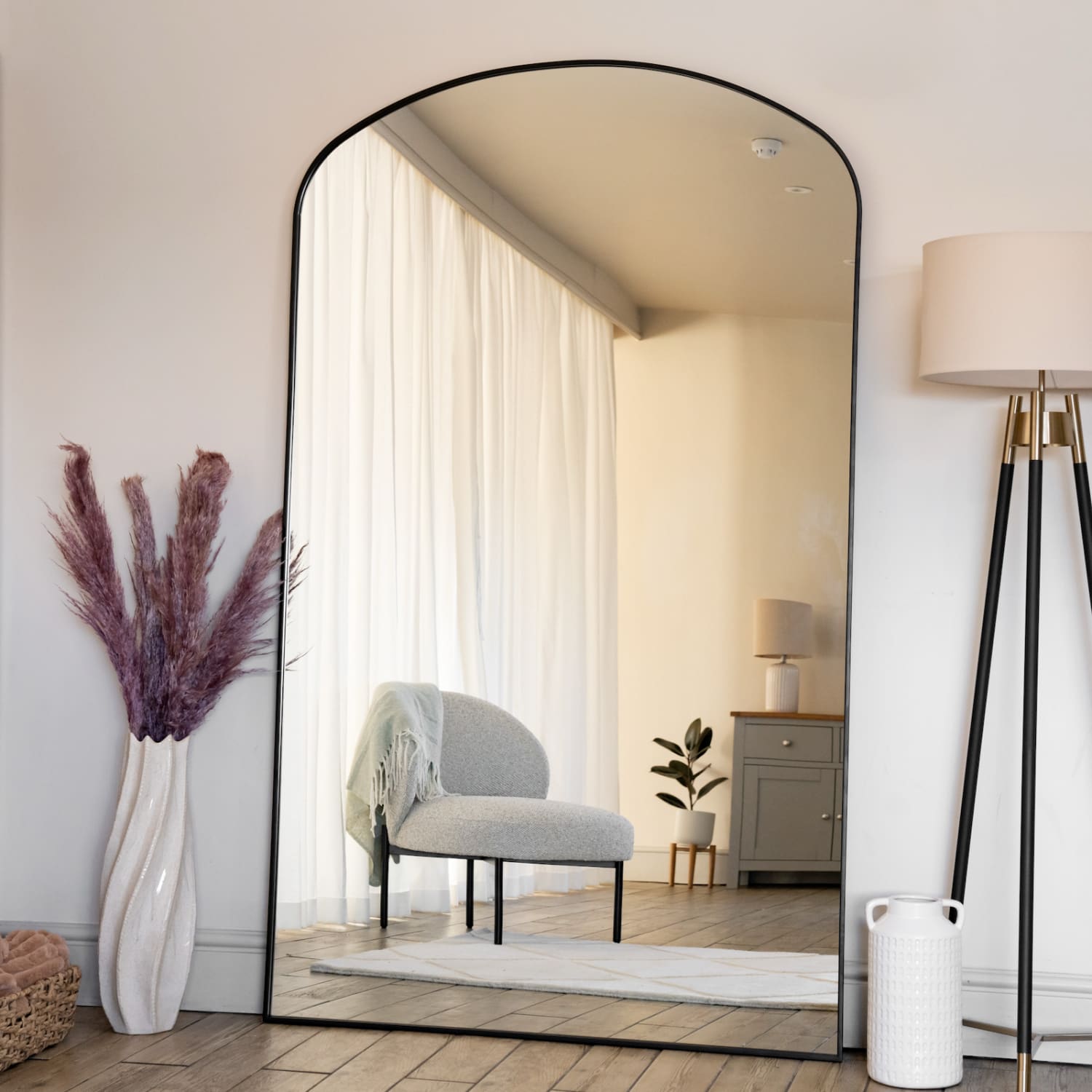 Yoko - Black Metal Gentle Arch Mirror - 180cm x 105cm-3