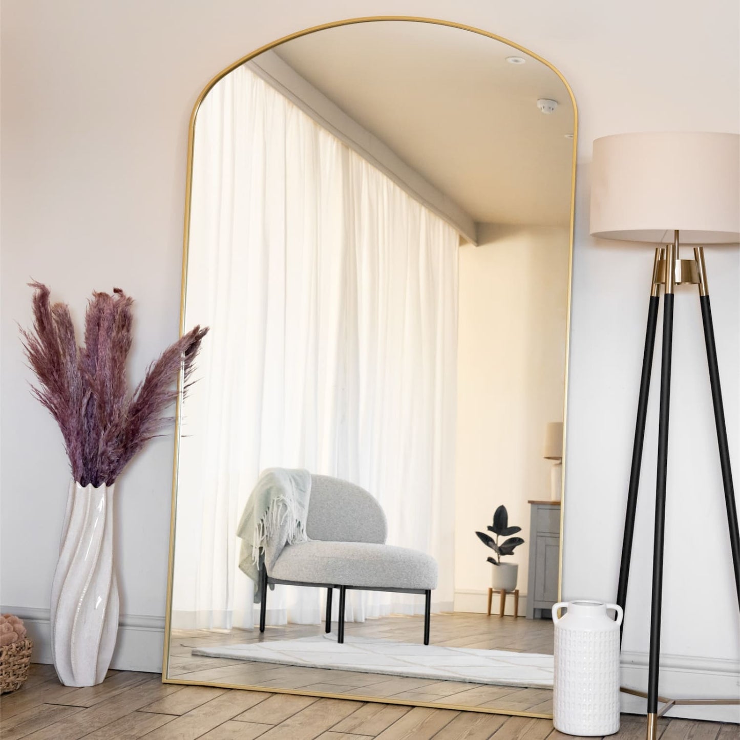 Yoko - Gold Metal Gentle Arch Mirror - 180cm x 105cm.-0